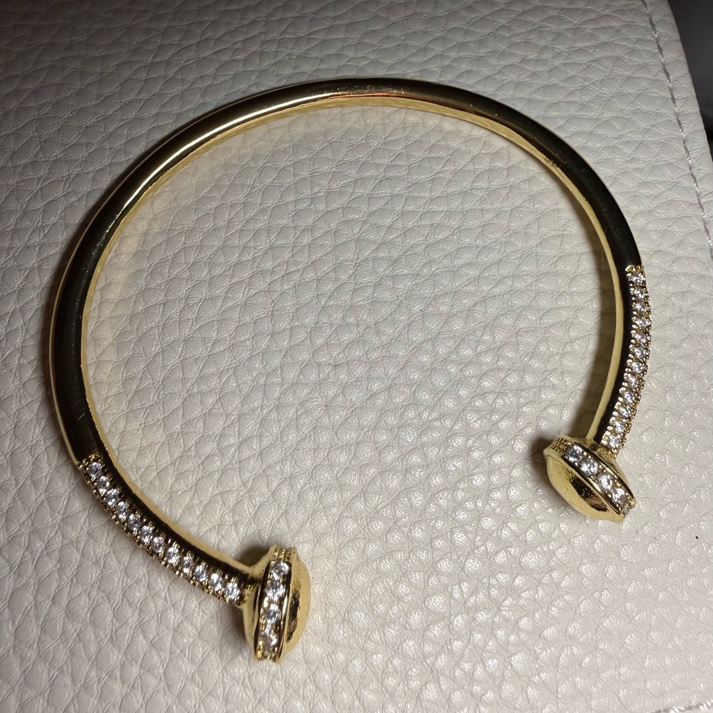 Gold Plated Pave Bangle Cuff Bracelet Bb Lila